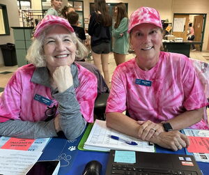 Dakin greeters wearing Twin outfits as part of Spirit Week