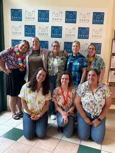 Dakin staff & volunteers wearing Hawaiian shirts for Spirit Week
